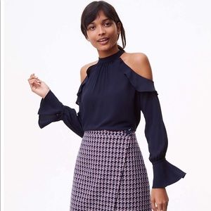 LOFT Cold Shoulder Ruffle Blouse NWT